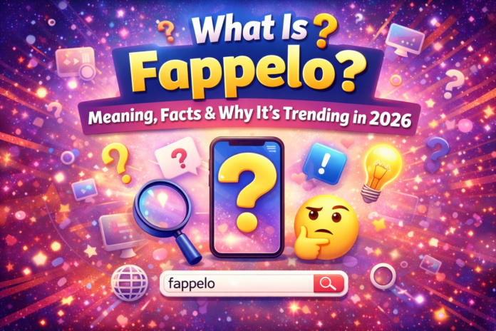 What Is Fappelo? Meaning, Facts & Why It’s Trending in 2026 graphic featuring a smartphone with a question mark and colorful digital background.