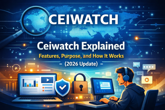 Ceiwatch platform dashboard concept showing digital monitoring and content tracking tools (2026 guide)