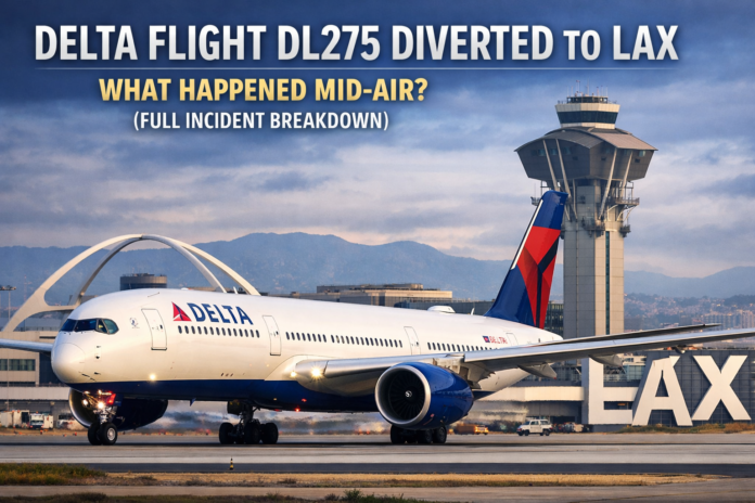 Delta Flight DL275 Airbus A350 diverted to LAX after mid-air technical issue