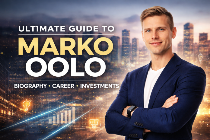 Marko Oolo entrepreneur concept image showing confident businessman with modern city background representing business success and investment strategy